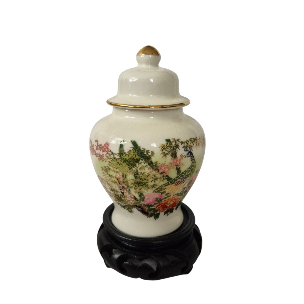 Otagiri Satsuma Porcelain Ginger Jar Urn Vase With Stand Mini Size